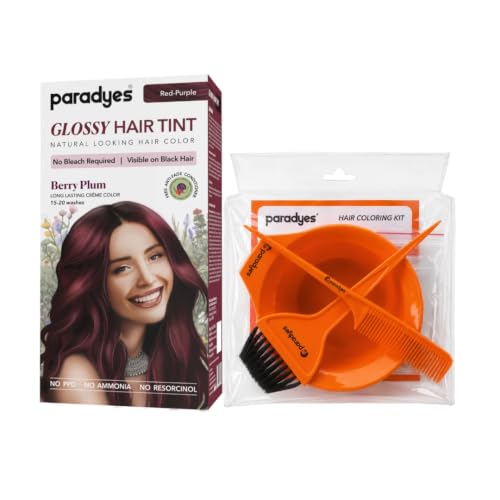 Image of Paradyes Berry Plum No-Bleach Glossy Hair Tint with 7-in-1 Hair Colouring Kit