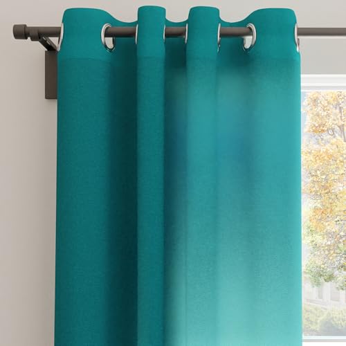 Image of Encasa XO Door Cotton Curtains, Light Filtering Drapes Azul Blue