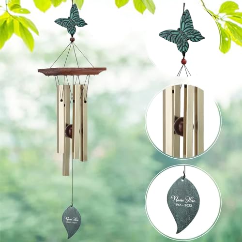 Image of ASTARIN Memorial Custom Wind Chimes for Loss of Loved One, Wind Chimes for Patio Yard Decor, 24'' Condolences