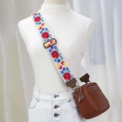 ZANQANO Purse Strap Crossbody Bag Straps Replcement Jacquard Embroidered 2" Wide Adjustable Genuine Leather Ends2