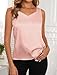 Plilima Tank Tops for Women Plunge Blouses Off Shoulder Satin Silk Cami Camisoles Deep V Neck Undershirt Light Pink