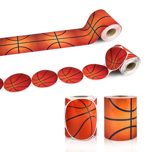 65.6ft Bulletin Board Border Decorations 2 Rolls Basketball Sport Trim Reusable Classroom Edging for Back to School Decor Teacher & Homeschool Supplies (Basketball)