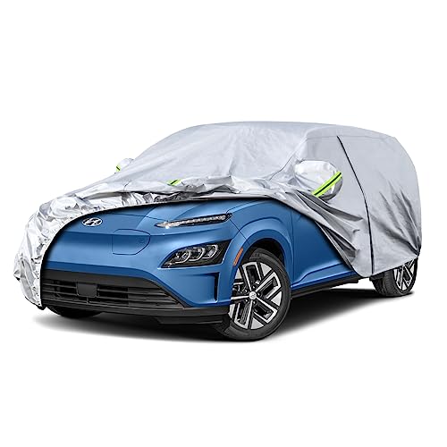 Image of Kaugung 6 Layers Car Cover Custom Fit Hyundai Kona 2017-2025, Waterproof All Weather Resistant Outdoor Indoor Sun Rain Dust S Protection.(USA Warehouse,Within 3-7 Days) Silver