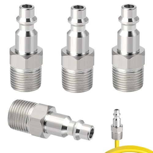 GVSS - GVSS 4 Pièces Compresses pour Raccord Tuyau d'Arrosage 1/4" Mâle, Embout Compresseur Air pour Tuyaux d'Air Comprimé,Raccord Rapide Air Comprimé,Raccords Pneumatiques Américains en Laiton