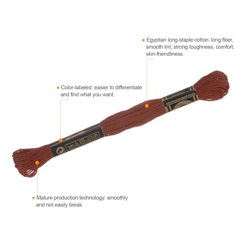 Image of HARFINGTON 3pcs 12 Skeins Embroidery Floss 8.75yds(8m) Egyptian Long-Staple Cotton Cross Stitch Thread for Sewing DIY Bracelet Yarn String and Crafts, Red-Brown(6300)