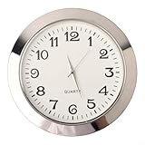 Dolvitrny Mini orologio con movimento al quarzo, quadrante rotondo da 50 mm con lunetta in oro o argento, numeri romani o arabi, retro in acciaio inossidabile e lente in vetro minerale (argento arabo)