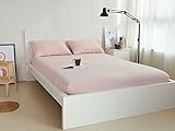 Household 100% Cotton Jersey Knit Fitted Sheet -Light Weight, Super Soft, Extremely Durable 3 Pieces Fitted Sheet Set. (Heathered Pink, Queen)