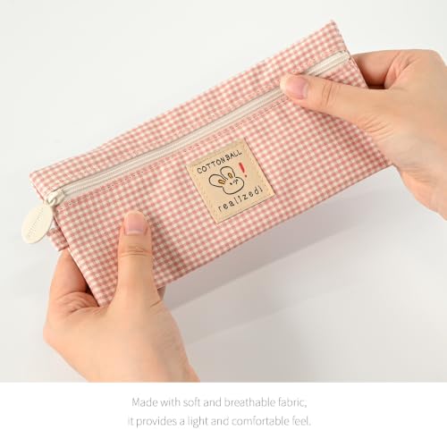 Image of Monolike Unmatched Friends Picnic Check Pencil Case, Blue - Aesthetic Gingham Pastel Desk Organizer, Trendy Minimalist Stationery Pouch
