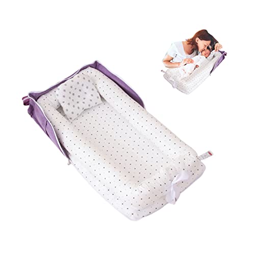 Image of Loevin Baby Lounger Cover for Newborn 100% Cotton,Baby Nest Co Sleeping Baby Bed Portable,Newborn Lounger Adjustable Size & Strong Zipper Lengthen Space to 3 Tears Old