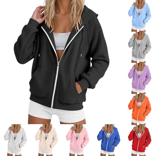 Sweat à capuche zippé pour femme veste unie en polaire y2k