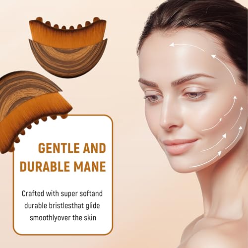 Image of Lymphatic Contour Face Brush,Dry Lymphatic Contour Face Brush Soft Set,Lymphatic Drainage Massager for Face,Chin & Neck Relaxation,Portable Beauty Tool with Travel Case. Style B