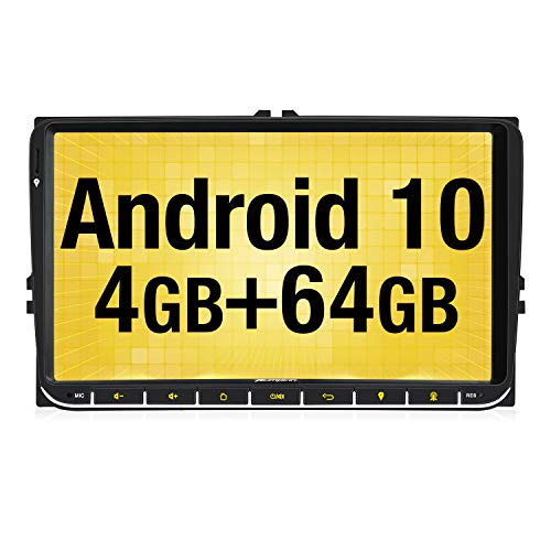PUMPKIN 9 Android 10 Autoradio de Coche Compatible para VW Radio con PX6, 4G + 64G/ GPS Navegador Compatible con Bluetooth, WiFi, Control del Volante, Dab+, SD/USB