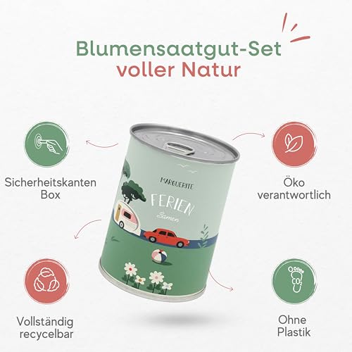Geschenk-Anzuchtset mit personalisierter Nachricht - Geburtstagsgeschenk für Damen Herren, originelles Geschenk für Freunde Familie, für Feiern - Einfach zu verwenden - Blumen (Ferien)
