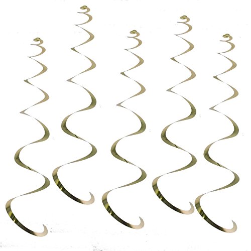 SUNBEAUTY Gold Color Foil Hanging Swirl Decorations Swirl Party Decorations Party Accessory Shower Birthday (14pc)