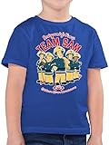 Feuerwehrmann Sam Jungen - Team Sam - 128 (7/8 Jahre) - Royalblau - Feuerwehr Tshirt Junge - F130K - Kinder Tshirts und T-Shirt für Jungen