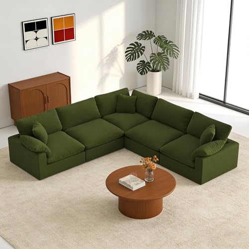 Forest aesthetics 211.6" Cloud Modular Sectional Sofa,Green Down Filled Sofa
