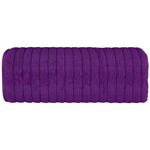 Image of Elegant Comfort 100% Turkish Cotton Corduroy Ribbed Luxury Jumbo Bath Towel Ultra Soft - 35 x 70 Inch - Luxury Spa Premium Hotel Quality Highly Absorbent and Quick Dry Large Bath Towel, Purple