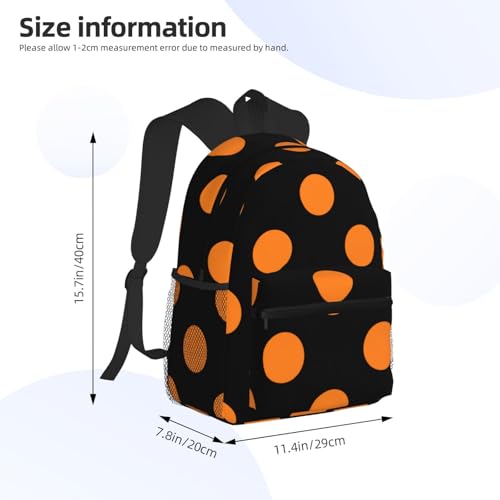 Halloween Orange Black Polka Dot Lightweight Packable Backpack Travel Casual Daypack Foldable Laptop Bag Backpack For Men Women4