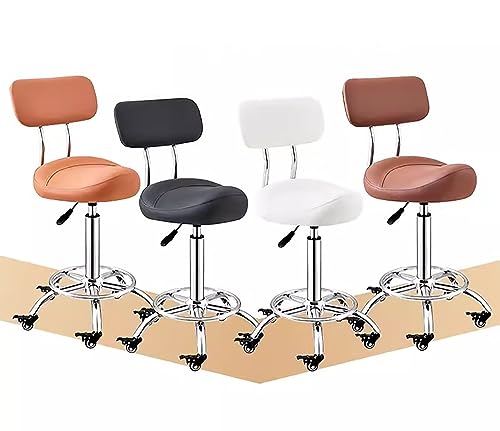 Sattelhocker Küchenstuhl mit Fußstütze & Rückenstütze, Ergonomischer Sattel Bürostuhl für Dental, Einstellbare Höhe 50-70cm