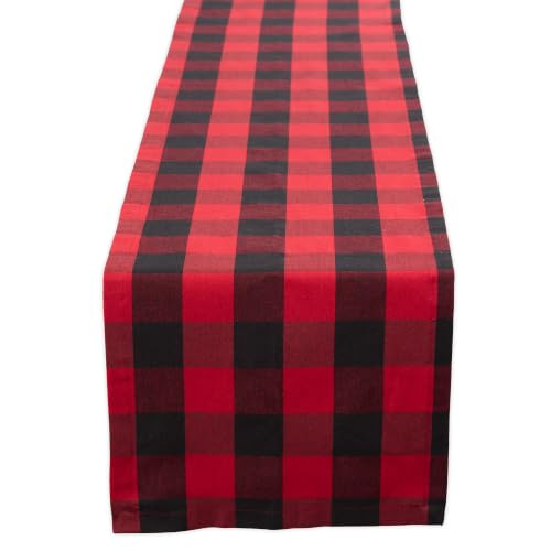 DII Buffalo Check Collection, Classic Farmhouse Table Runner, 14x72, Red & Black
