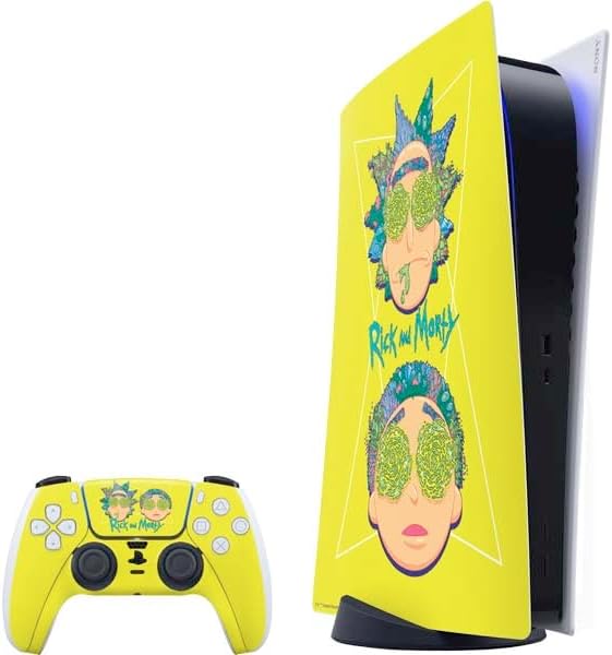 Skinit Decal Gaming Skin Compatible with PS5 Bundle - Officially Licensed Adult Swim Rick and Morty Portal Travel Design