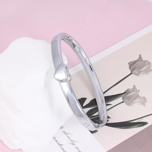 MILAKOO Heart Teardrop Stainless Steel Bangle Bracelet for Women Twist Eternity Love Chunky Cuff Valentine's Gifts3