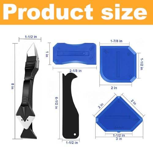 Silikonentferner, Silikon Abzieher Werkzeug Set 5 in 1 Fugenkratzer, 9 PCS Silikonentferner Werkzeug Set Silikon Abzieher (3 in 1) Fugenwerkzeug Fugenkratzer aus Edelstahlkopf mit Fugenglätter