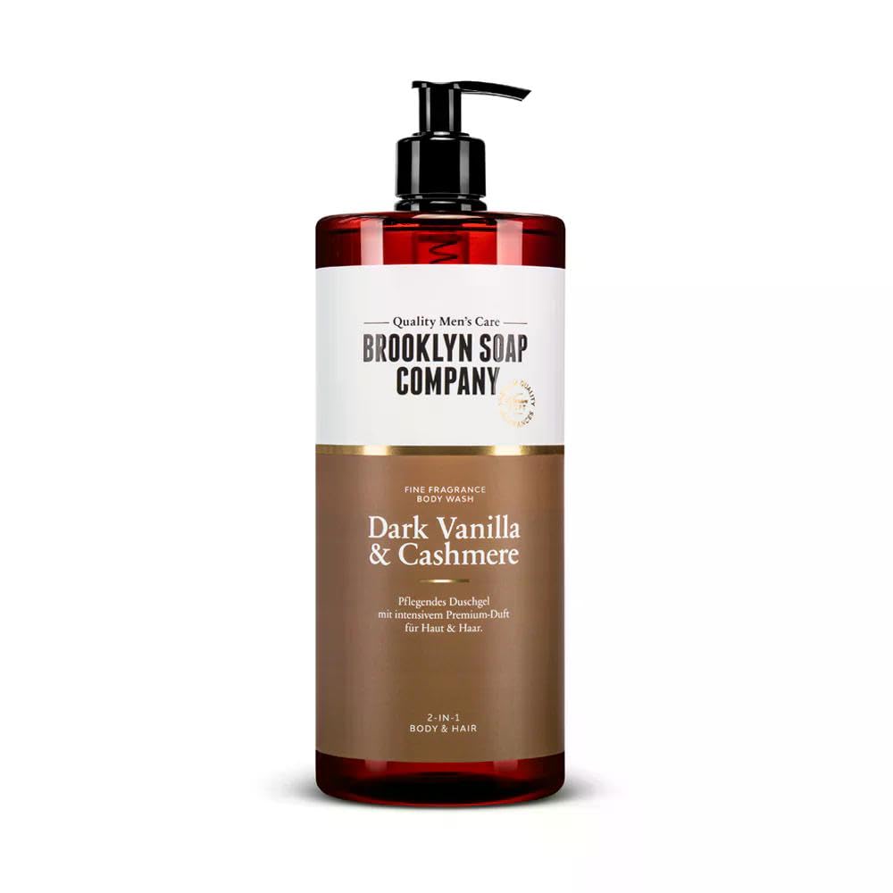 Brooklyn Soap Company Duschgel für Männer 1 Liter - Dark Vanilla & Cashmere Body Wash - 2-in-1 Duschgel für Herren für Haut und Haare - Shower Gel