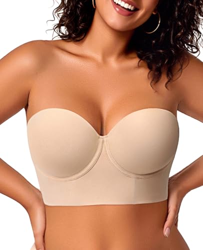 Longline Strapless Bras for Women Large Bust Plus Size Corset Lift Up Full Coverage Bra