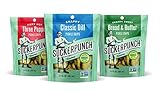SuckerPunch | Variety Pack (Dill, BNB, 3-Pepper) Chip-Cut | Pickle Pouch Snack Pack | 3.4oz...