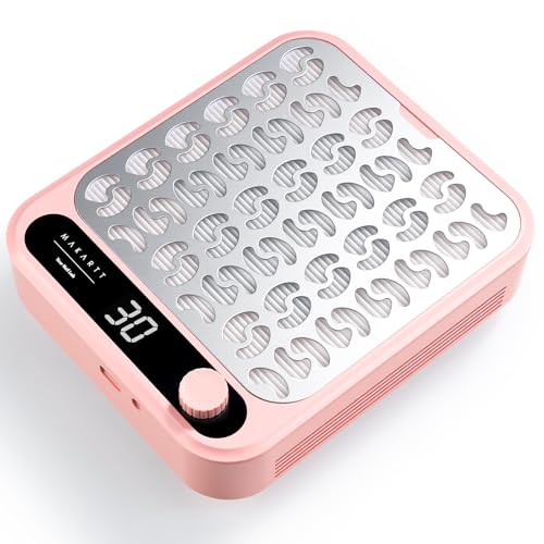 Makartt Nagelstaubsauger Rosa - staubabsaugung für nägel Professional Powerful Suction Larina Vacuum Fan absaugung nägel with LED Display Adjustable Speed Reusable Filter for Acrylic Nails Polishing