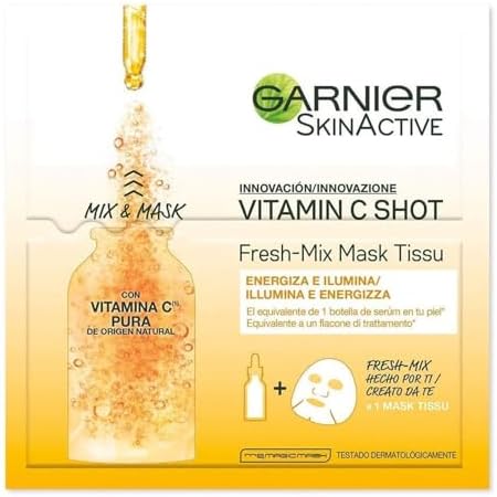 Garnier Fresh-Mix Tissue Mask, Vitamin C Brightening Tissue Face Sheet Shot Mask 33 g