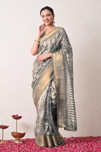 Image of MIRCHI FASHION Saree for Woman | Art Silk Floral Printed Ethnic Occasional Sari with Blouse
