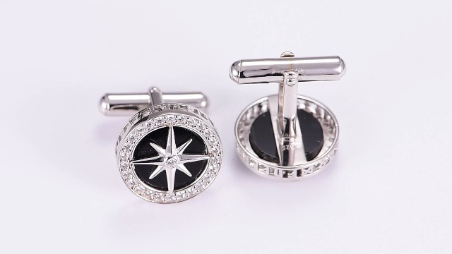 Mancuernillas para hombre en plata 925 con brújula vikinga miniatura 7