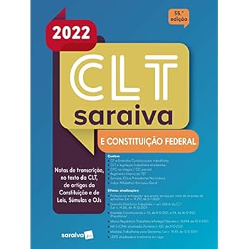 Capa do livro CLT Saraiva e Constituição Federal - 55ª edição 2022