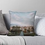 Santander Spain - Funda de almohada cuadrada de poliéster y lino, terciopelo, con cremallera, decorativa, para habitación