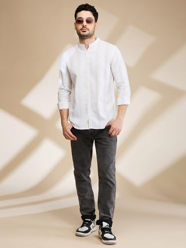 Image of Being Human Beige Slim Fit Regular Collar Men's Shirt Clothing