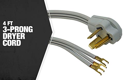 Coleman Cable 9124Sw8809 4Ft 10/3 Srdt Flat Dryer Cord (Grey), 4', Gray, 4 Ft #TOP2