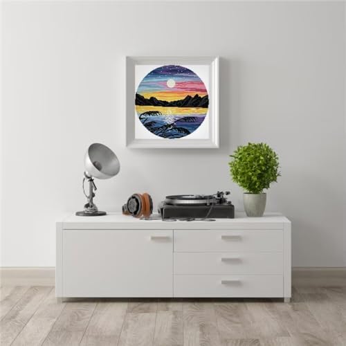 Image of Stamped Cross Stitch Kits for Beginners- Full Set of Sunset Embroidery for Adults,11 CT 3 Strands DIY Patterns Counted Arts Craft 15.3x15.3 inch