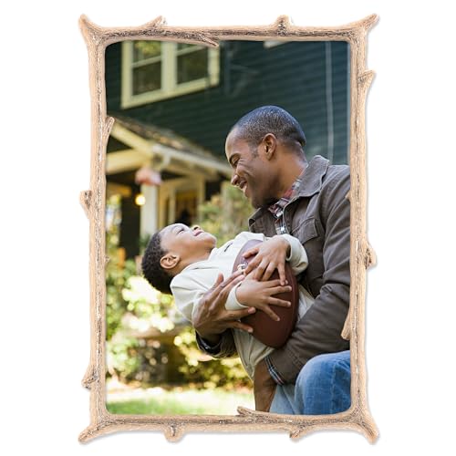 Lawrence Gold Metal with Natural Branch Design Marco de Fotos, Dorado, 4 x 6