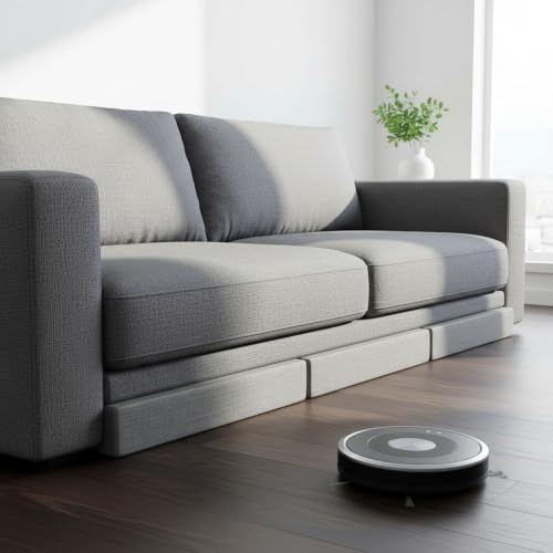 Soulistrong Bloqueur de canapé pour aspirateur robot, pare-chocs en mousse robuste, mur virtuel physique sans outils, barrière de meubles qui empêche la poussière de pénétrer, 5 sections modulaires