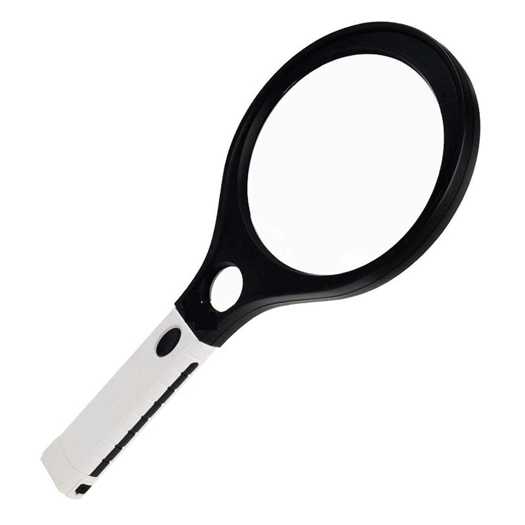 SaryEdge Illuminated Magnifying Glass with Light High Power 10x Handheld Old Man Reading Detector Identification Large Lens Magnifier,