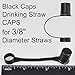 Diximus 10-pack Black Caps Drinking Straw CAP - straw cover - straw caps covers