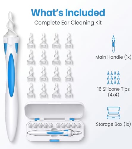 Image of Earwax Removal Product, comes with 16 Soft and Flexible Replacement Heads, Ear Cleaner, The Most Suitable for Removing Earwax, Earwax Removal Tool, The Best Choice for Removing Earwax