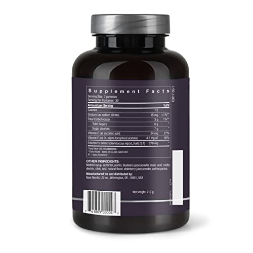 New Nordic Elderberry Vegan Gummies | Sugar Free Chewable Immune Support With Vitamin C For Adults And Kids 4+ | No Artificial Colors Or Flavors | 60 Count (Pack Of 2) #TOP4
