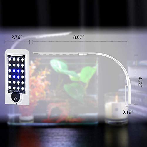 Image of 10W Super Slim Aquarium Fish Tank 5730 LED Light Clip-on Lamp Aquatic Plant Lighting (White Body White+Blue Light)