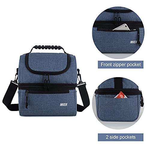 Mier 2 Compartment Lunch Bag For Men Women, Leakproof Insulated Cooler Bag For Work, School, (Bluesteel And Black) #TOP3
