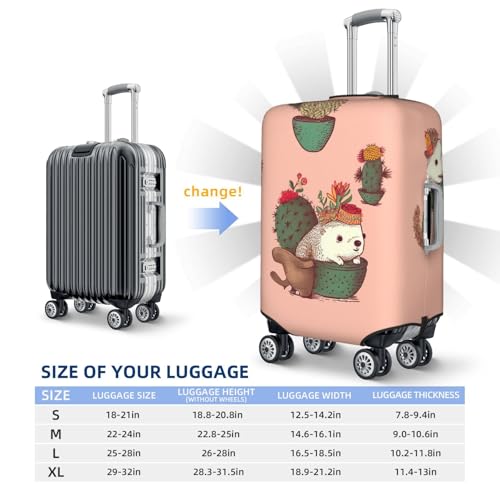 Travel Luggage Cover Hedgehog and cactus Suitcase Protector Elastic Washable Stretch Suitcase Protector Anti-Scratch Travel Suitcase Cover Fit 18-32 Inch Luggage2