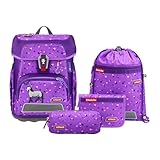 Step by Step Schulranzen-Set Cloud schleich® Horse Club „Horse“ 5-teilig, lila, ergonomischer Tornister mit Reflektoren, höhenverstellbar mit Easy Belt für Kinder ab der 1. Klasse, 19L