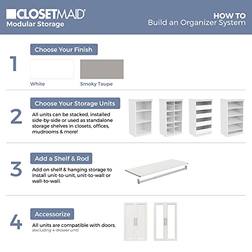 ClosetMaid Modular Storage Unit with 4 Drawers, Wood Closet Organizer, Stacking, Full Backer